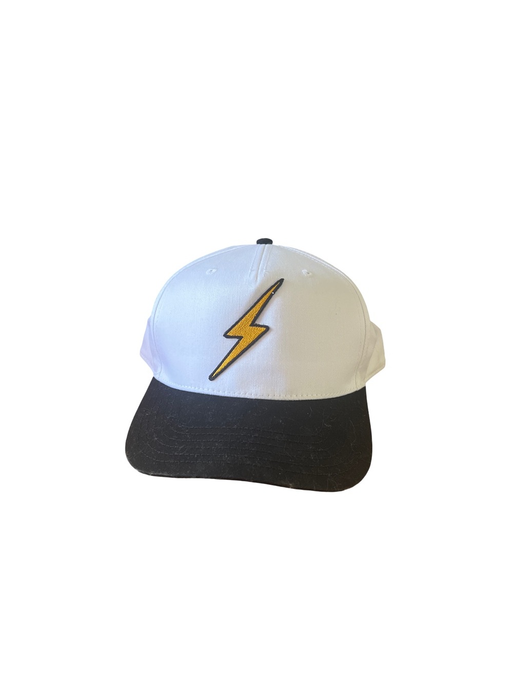 Aviator Nation White Crown Black Brim Cap with Yellow Lightning Patch